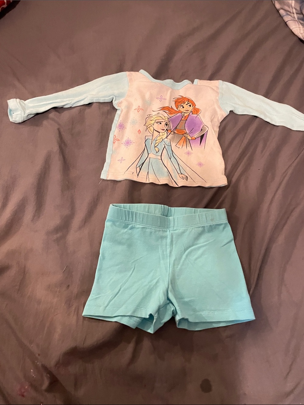 Disney Frozen Light Blue and Purple Girls Matching Pajama Set